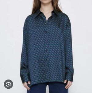 Zara Blue and Green Button Down Shirt